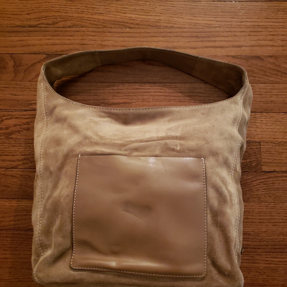 Michael Kors Lena Large Suede Hobo Shoulder Bag Brown